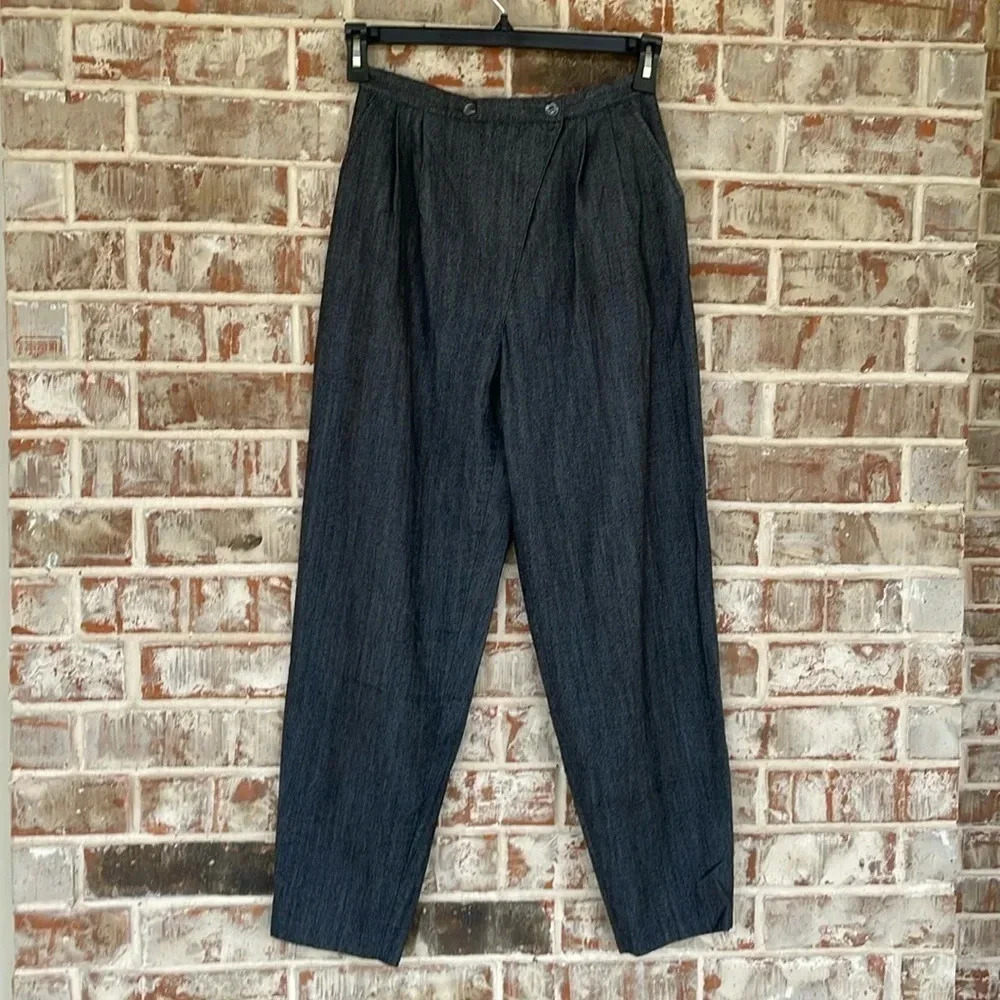 Sarah Taylor Charcoal‎ Rayon Polyester Pleated High Waisted Office Pants